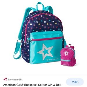 Authentic New American Girl backpack. One child size and one doll size..